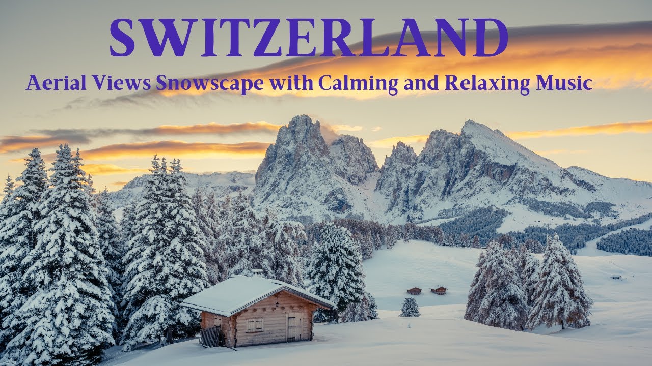 Aerial Views of Snowy Landscapes with Tranquil Piano Soundtrack