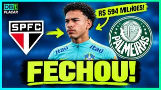 JOIA DO SÃO PAULO ASSINA COM O PALMEIRAS COM MULTA DE R$ 594 MILHÕES! I Cortes Debate Placar