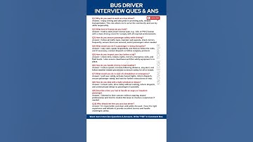 Bus Driver Interview Questions and Answers