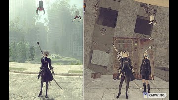 NieR Automata steam pre patch vs patch graphics and frame rate comparsion