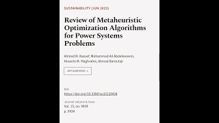 Review of Metaheuristic Optimization Algorithms for Power Systems Problems | RTCL.TV