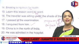 Errors in Preposition PART-4 | Spotting Errors | Common Error | English Grammar By Rani Mam