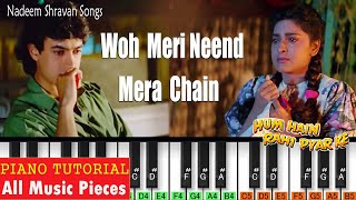 Woh Meri Neend Mera Chain Piano Tutorial | Dandiya Song On Piano | Nadeem Shravan Music
