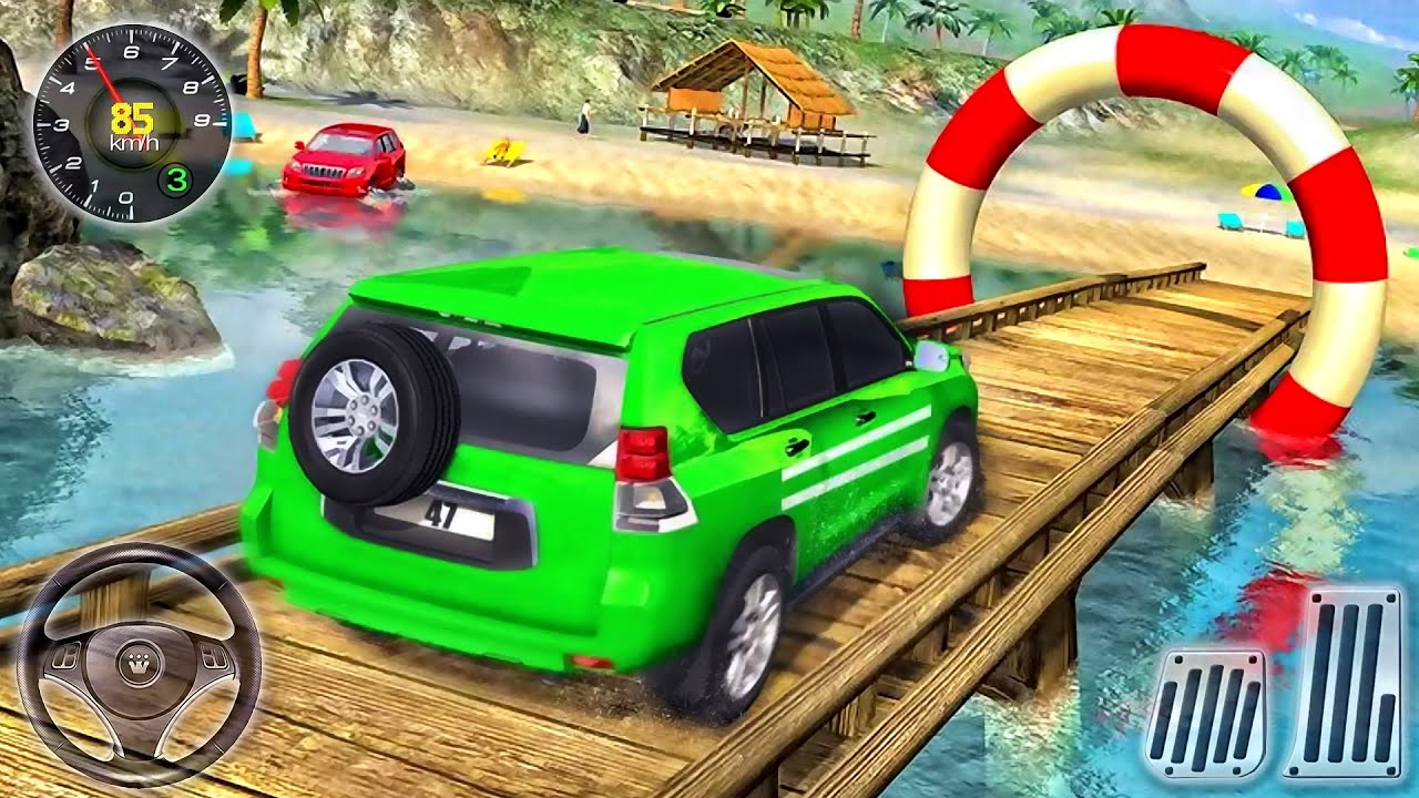 Water Surfer Prado Car Floating Race - Jeep Simulator - Best Android Gameplay