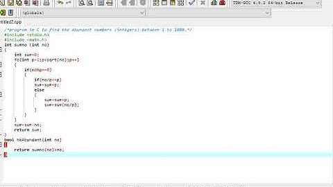 program in C to find the Abundant numbers (integers) between 1 to 1000