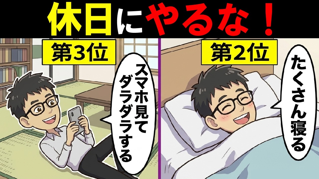 【疲れが取れない原因】やめた方がいい休日の過ごし方4選…【寝ても眠い｜休みの日｜ルーティン】