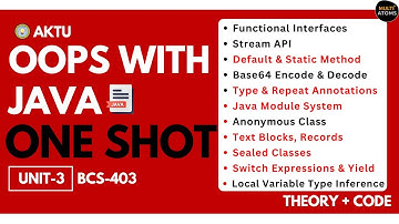 Java OOPS in One Shot | Unit-3 | OOPS With Java 4th Sem BCS 403 | Aktu Exams | Java New Features