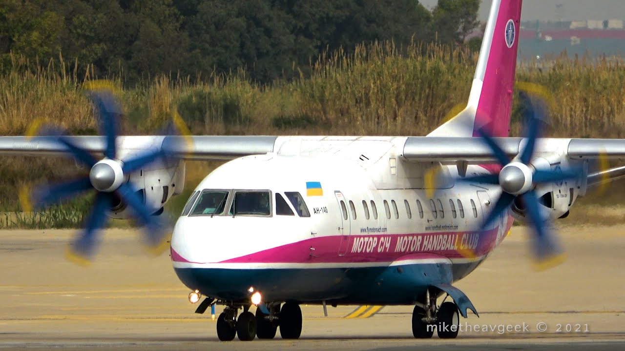 [4K] Antonov AN-140 Motor Sich @ Barcelona-El Prat