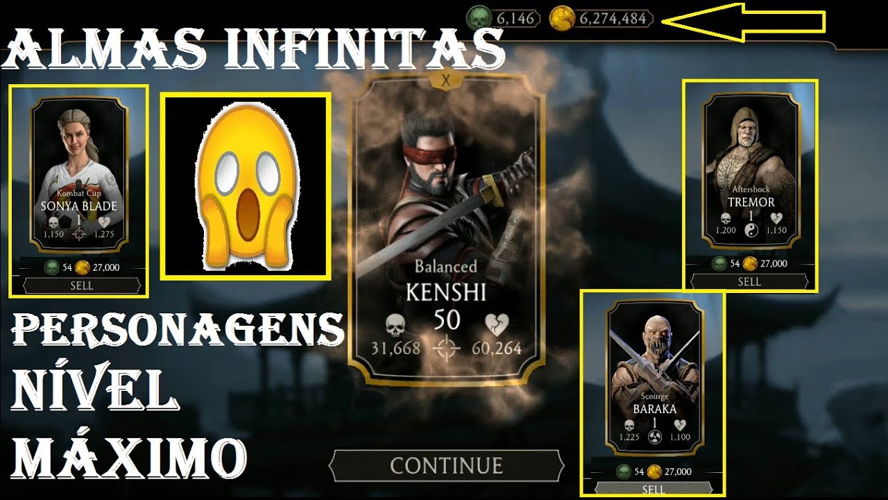 Mortal Kombat Bug de Almas Infinitas e Personagens Nível Máximo 