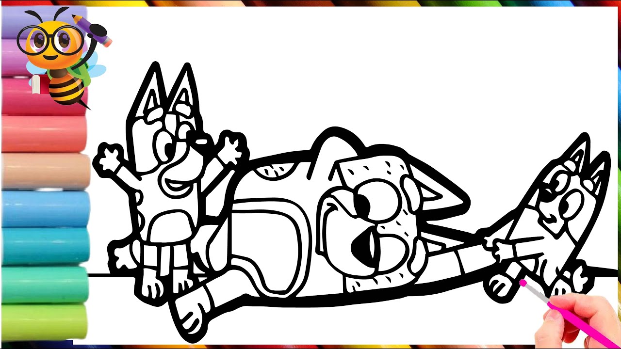 Drawing and Coloring Bluey and Her Family 🐶❤️🧡💛💚💙💜 Drawings for Kids