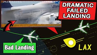 DRAMATIC Failed Landing + Go-Around | Lufthansa B748 at LAX