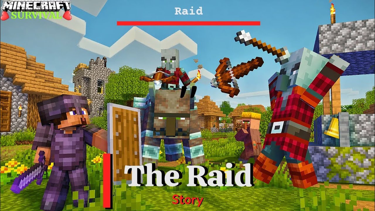 The Raid Story⚔️🔥 || Minecraft || I Defended the Village!🛡️ - YouTube