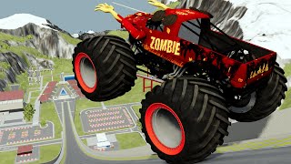 Zombie Reptoad and Grave Digger Monster Jam Epic High Speed Jumps | BeamNG.Drive