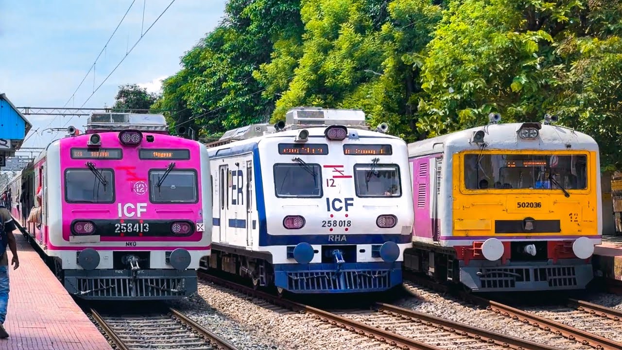Crazy AC local vs Non-AC EMU local trains action at Palta Railway station!