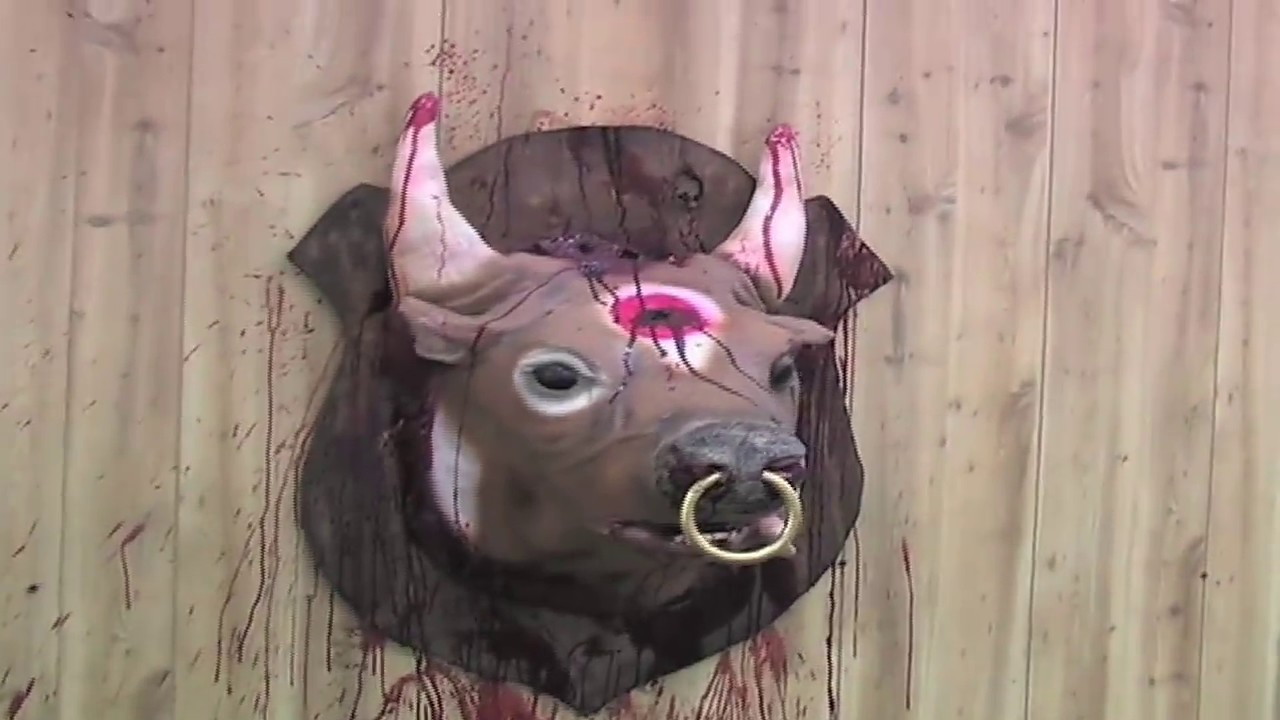 Mounted Bull Head Halloween Haunted House Prop