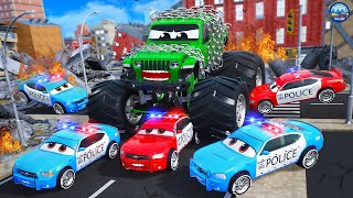 Extreme Hulk Monster Truck's Road Rage Rampage | Police Cars High-Speed Pursuit to Save the City! screenshot 5