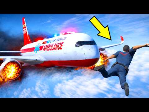 Pilot Jumps From Burning Ambulance Plane Falling Into Water | GTA 5