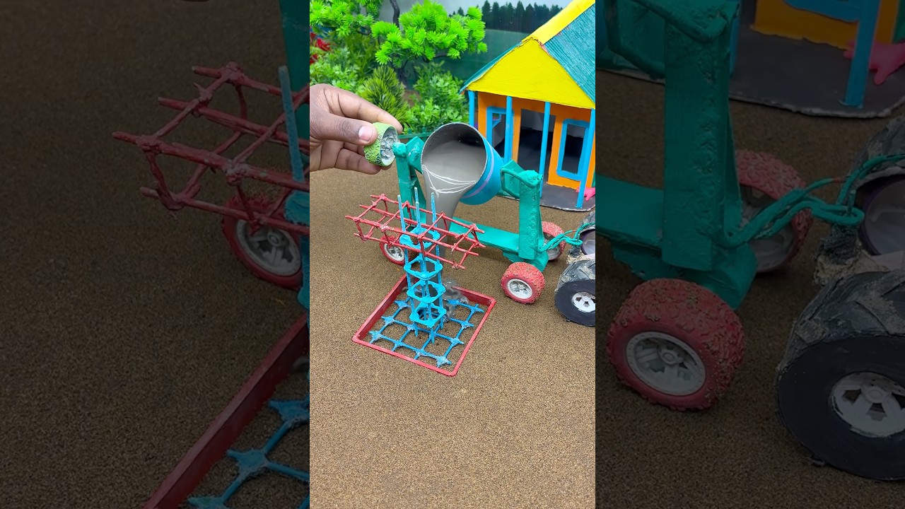 🚜🔥 Real Working DIY Mini Tractor Making Cement Pillar |Construction Project 