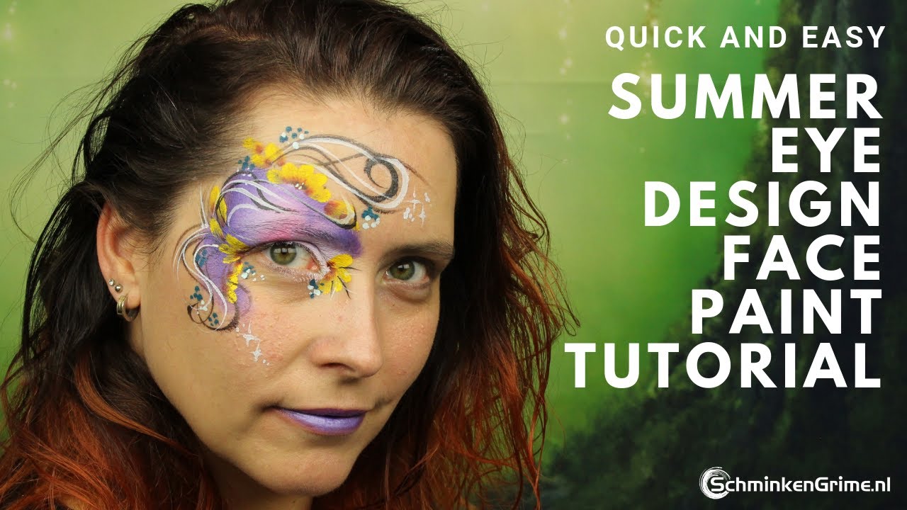 Summer Eye Design Face Paint Tutorial Quick and Easy Face Paint 2 Minute Face Paint YouTube
