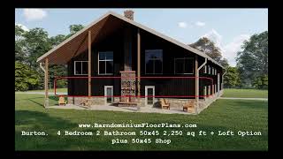 Burton Barndominium Plans V4 and V3 Review 4 bedroom barndominium with loft