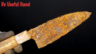 Very Rusty Japanese Knife Restoration | Deba Knife | De Useful Hand