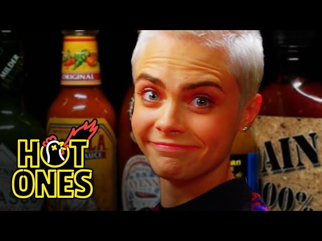 Cara Delevingne Shows Her Hot Sauce Balls While Eating Spicy Wings | Hot Ones | First We Feast