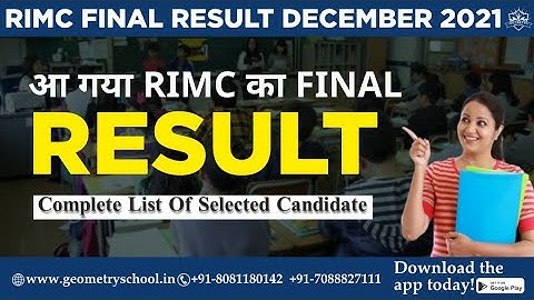 RIMC RESULT 2021 | RIMC RESULT 18 DEC 2021 | RIMC DECEMBER 2021 FINAL RESULT | RIMC CANDIDATE LIST