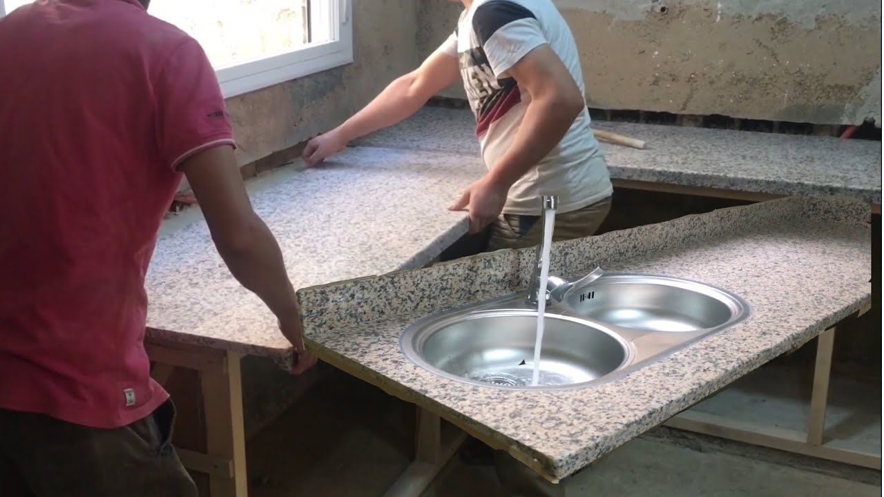 كيفية تركيب رخام طاولة المطبخ how to install granite kitchen table YouTube