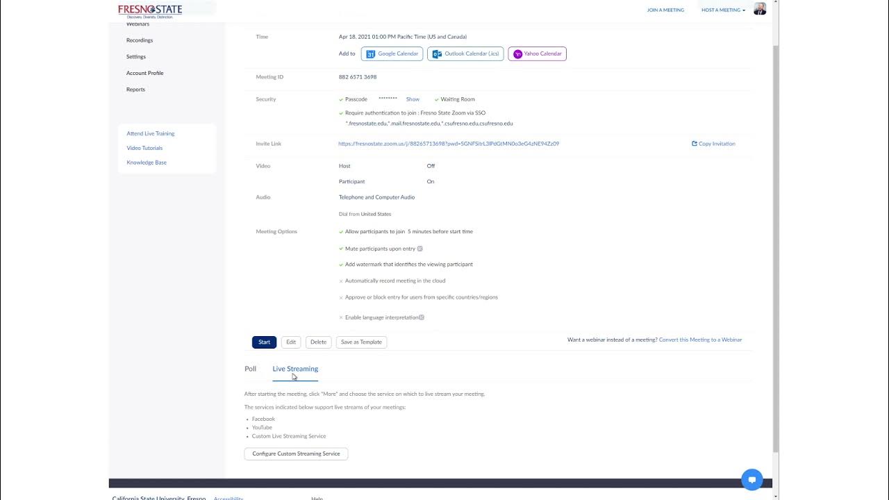 Zoom How to Configure Custom Live Streaming Services YouTube