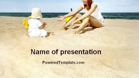 With Baby on Beach PowerPoint Template by PoweredTemplate.com