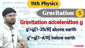 Variation in acceleration due to gravity above and below earth surface | Gravitation