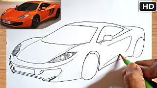 Mclaren Car Drawing 🔥|| Easy Car Drawing | McLaren MP4- 12C || Super Sports Car Drawing | VERY EASY