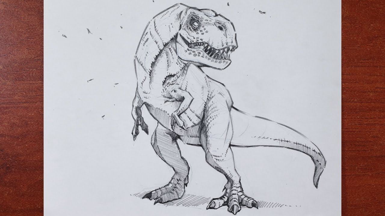 Como Dibujar Tiranosaurio Rex con Lapiz - Sketching T-Rex - Pedido - thptnganamst.edu.vn