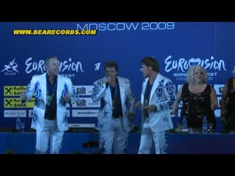 ESC 2009 Toppers sing  a Big Band version of "shine" at the pressconference in Moscow