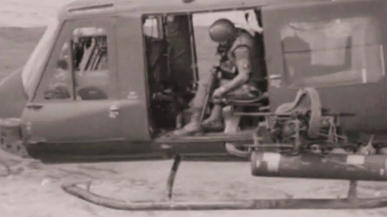 UH-1 Huey Gunship Helicopters action in south Vietnam 1965