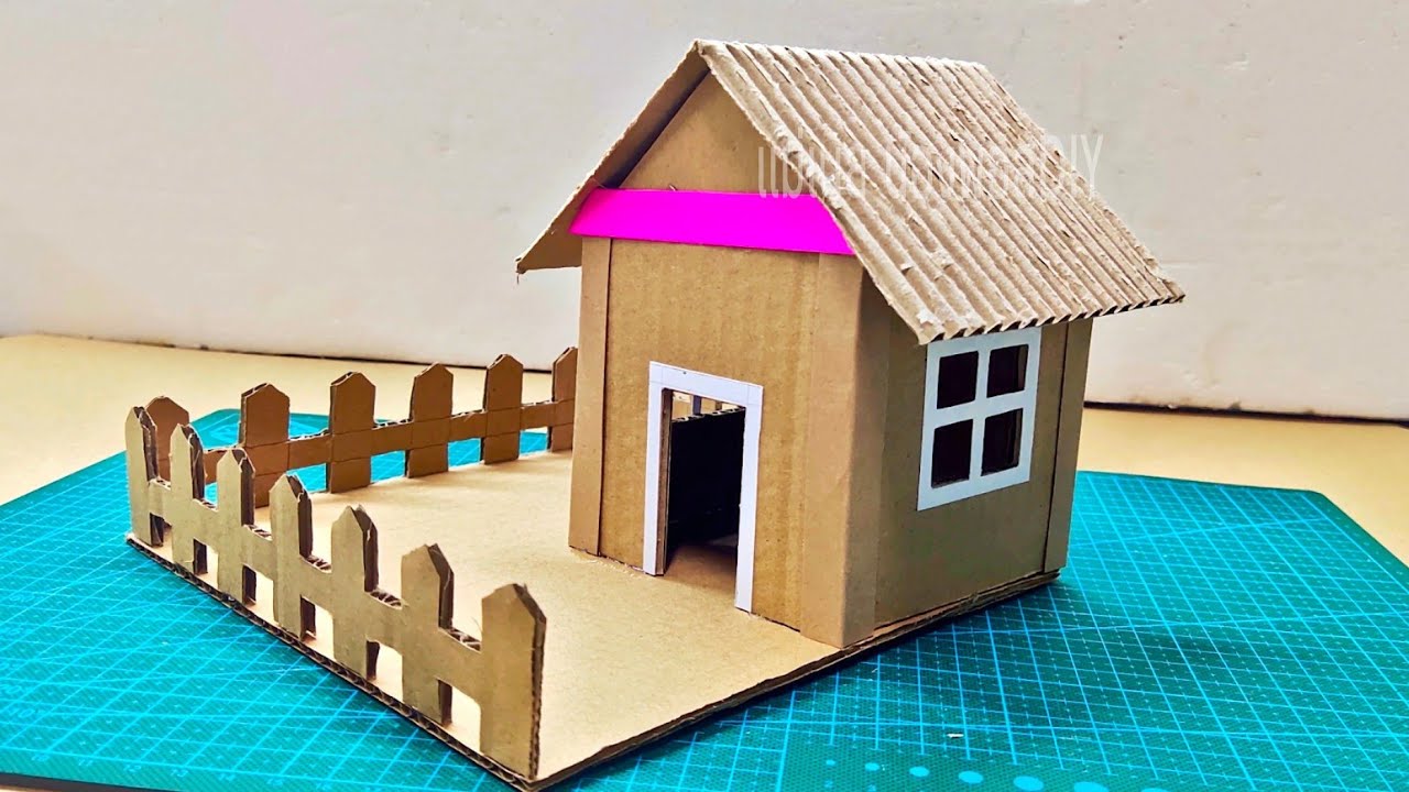 Diy Make A Beautiful House From Cardboard-Simple Diy#ทำบ้านจากกระดาษแข็ง/แม่เนย  น้องพอสDiy - Youtube