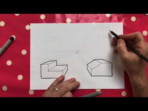 How to - Draw One Point Perspective Complex forms - 3 / 8 [Silent]