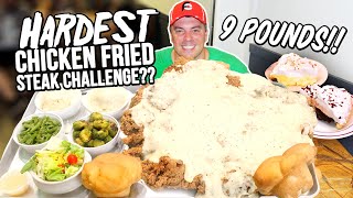Randy santel "atlas" vs the biggun' chicken fried steak challenge
smothered with country gravy and served lots of sides desserts at club
lunch in do...