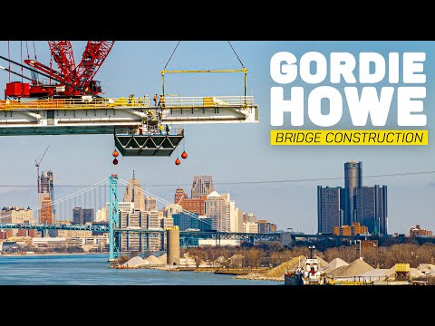 Gordie Howe International Bridge Construction - Epic Drone Video