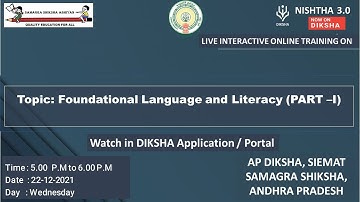 NISHTHA 3.0 (FLN) - Foundational Language  and Literacy (PART –I)