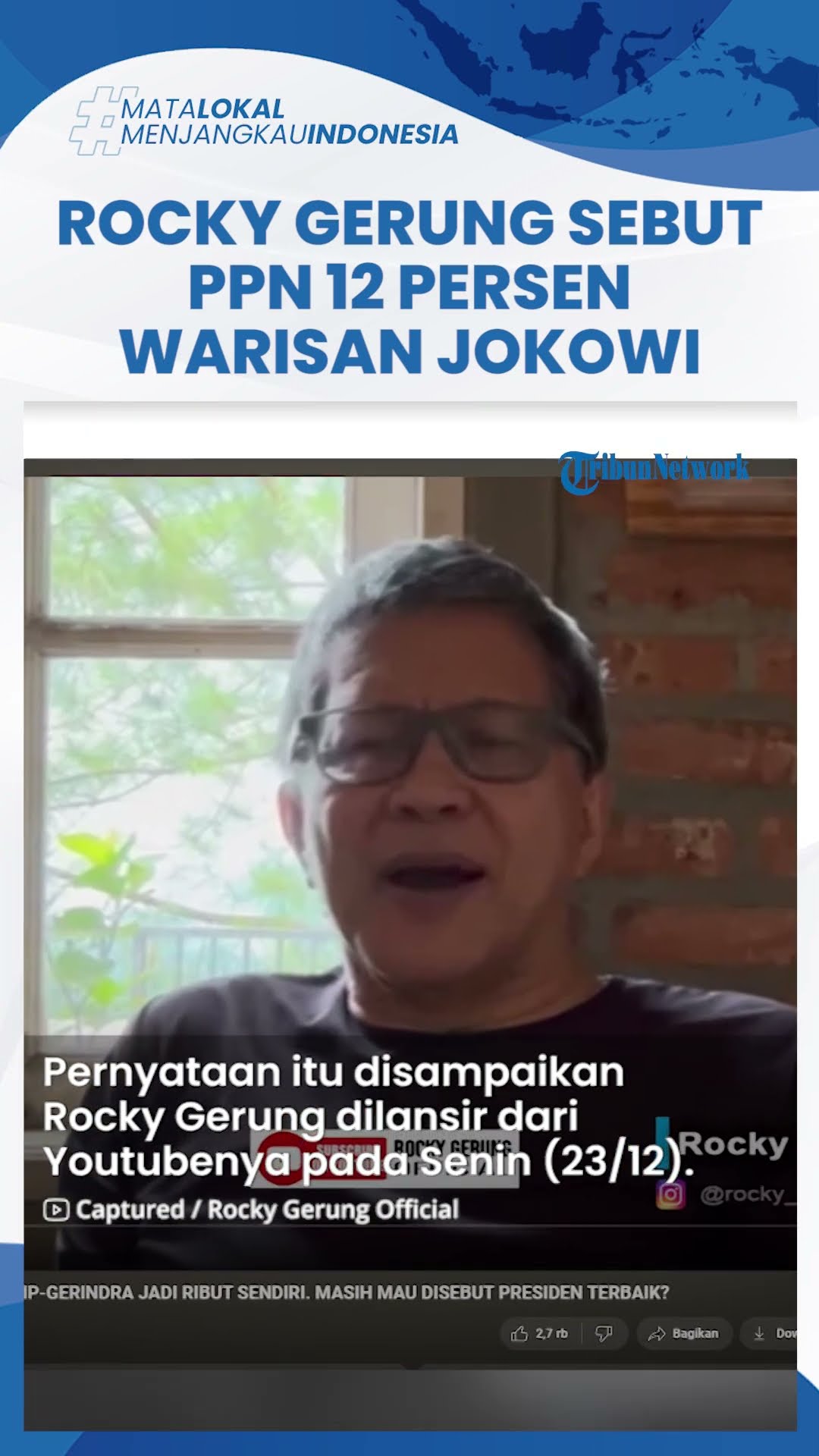 Kritik Kenaikan PPN 12 Persen, Rocky Gerung: PDIP Salah tapi Itu Warisan Pemerintahan Jokowi