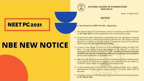 NEET PG 2021: NBE NEW UPDATE REGARDING TEST CENTER IN NEET PG APPLICATION FORM