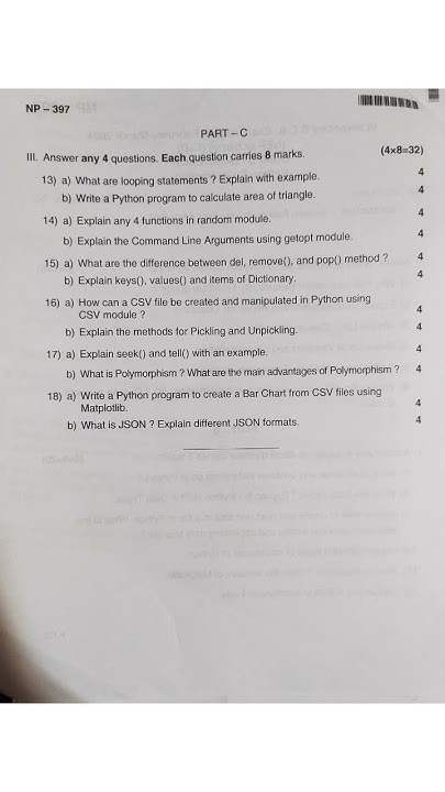 Python programming question paper || BCA || 3rd sem || NEP - YouTube