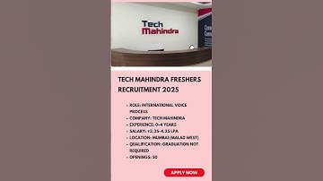 Tech Mahindra Freshers Recruitment 2025 | Link in Description #freshersvacancy #shots