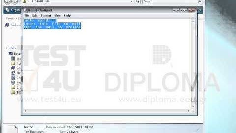 Create a new email message with subject insert file and insert the text of the text.txt file...
