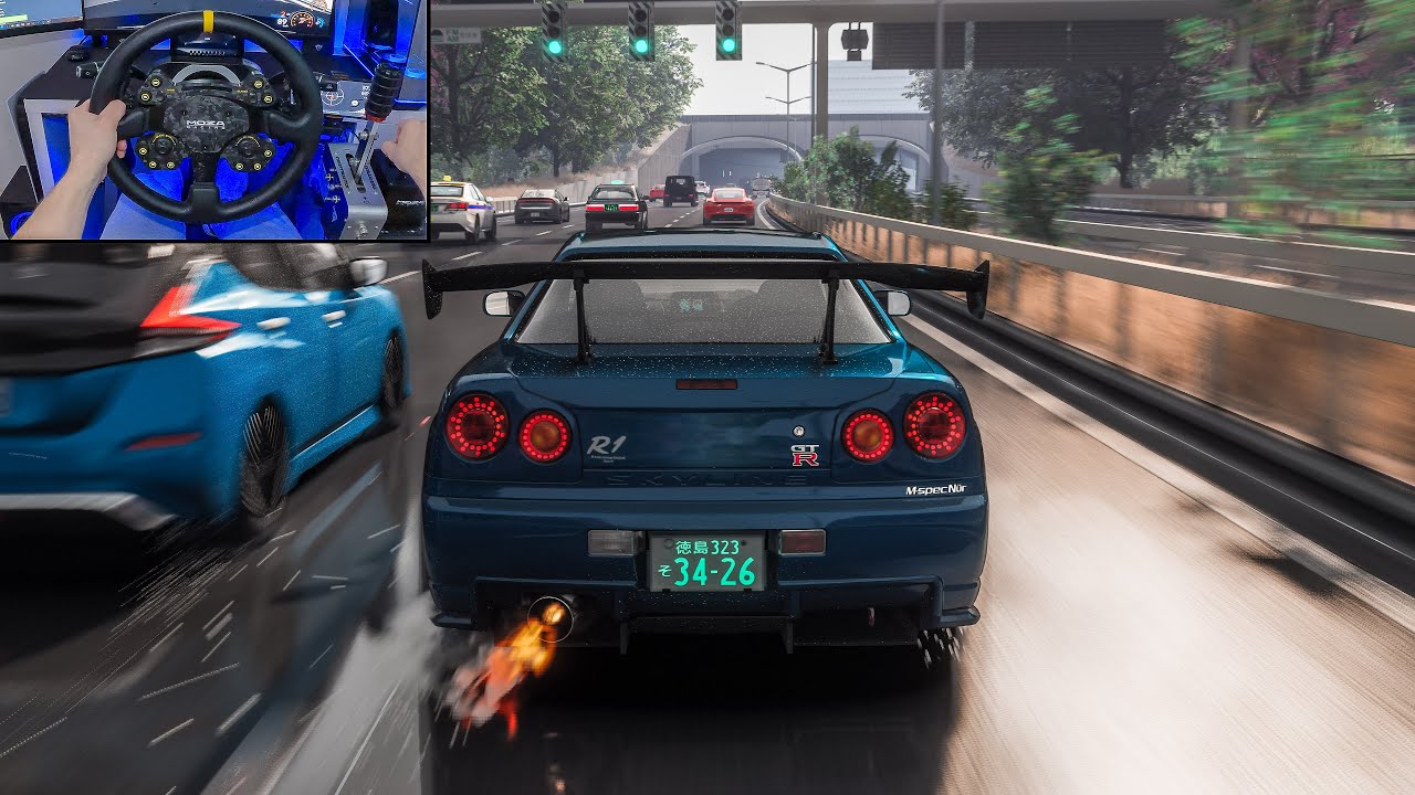 914HP Nissan Skyline GT-R R34 V-SPEC at Shutoko - Assetto Corsa