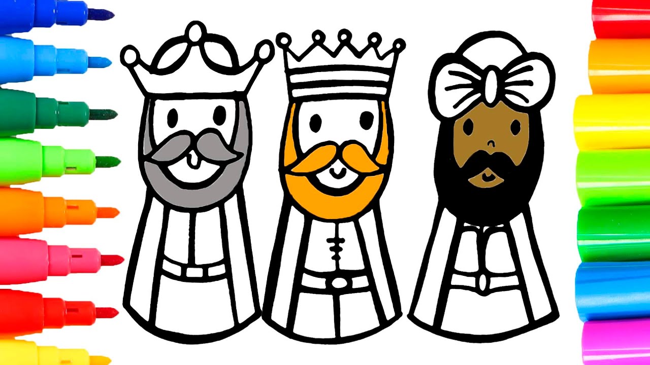 Dibuja y Colorea a los 3 Reyes Magos 🤴🐫 Vídeos para niños - thptnganamst.edu.vn