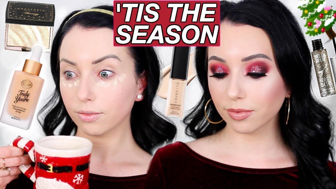 HOLIDAY PARTY MAKEUP! Full Face Cranberry Eyes & Outfit Ideas!