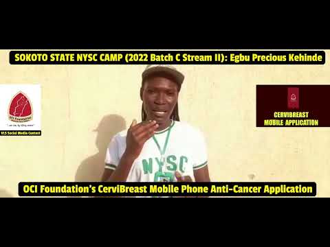 VLS 6 Sokoto: Egbu Precious Kehinde, NYSC Corps Member 2022 Batch C Stream II on the CerviBreast App