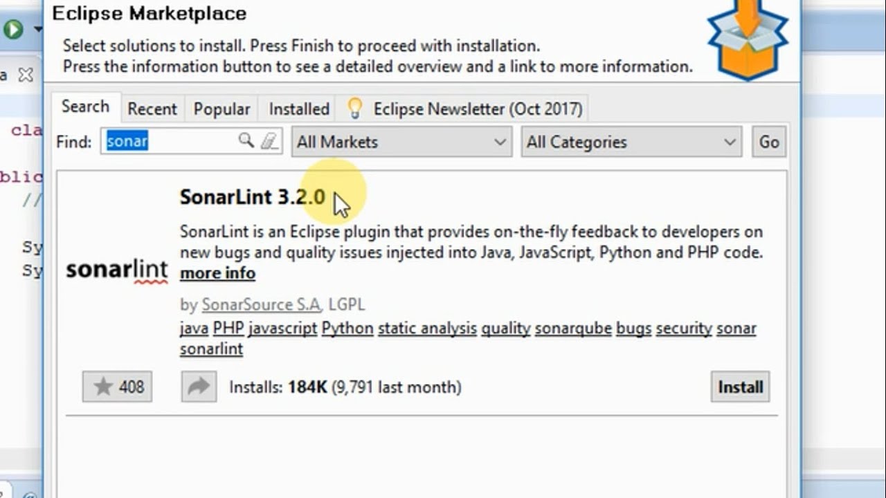 Sonarlint Eclipse Plugin | Integration With Eclipse Mars